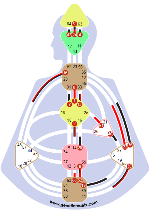 Generator ze zdefiniowanym Centrum Sakralnym, ale bez silnika podłączonego do Centrum Gardła